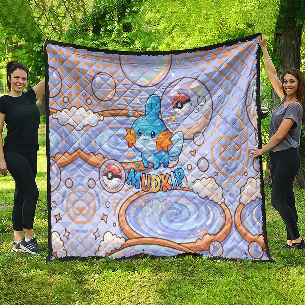 Mudkip Quilt Playful Pastel Water Bubble Art