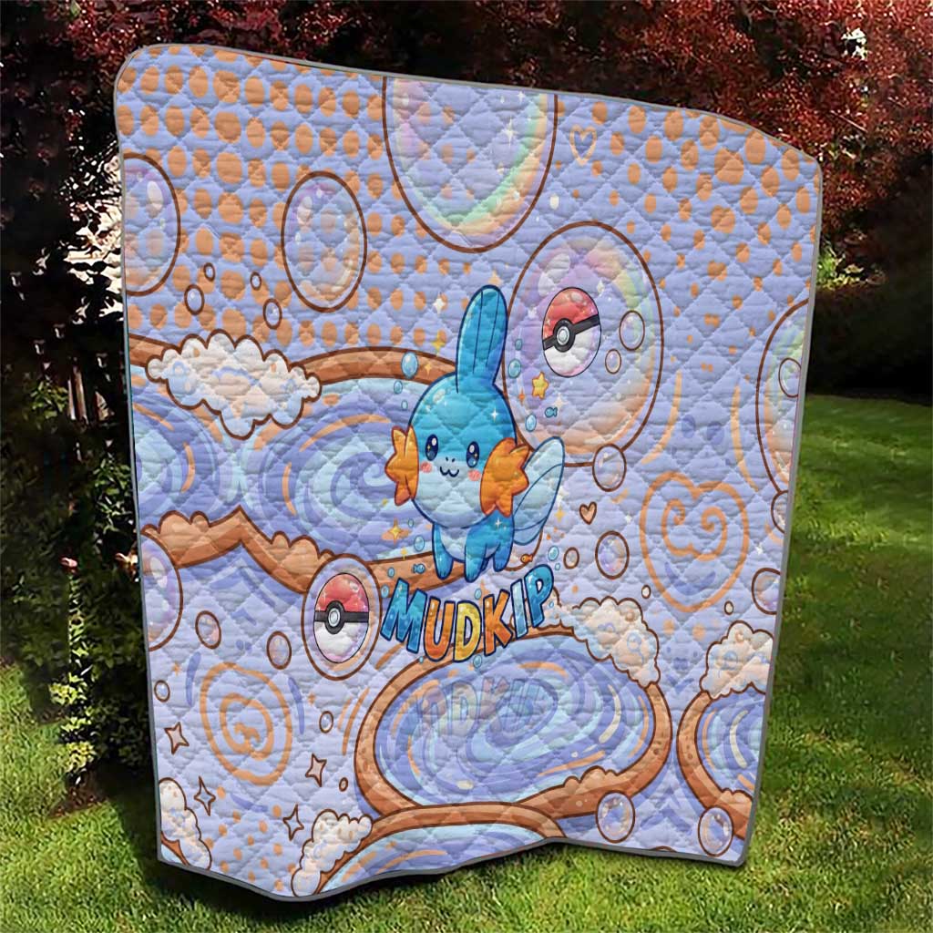 Mudkip Quilt Playful Pastel Water Bubble Art