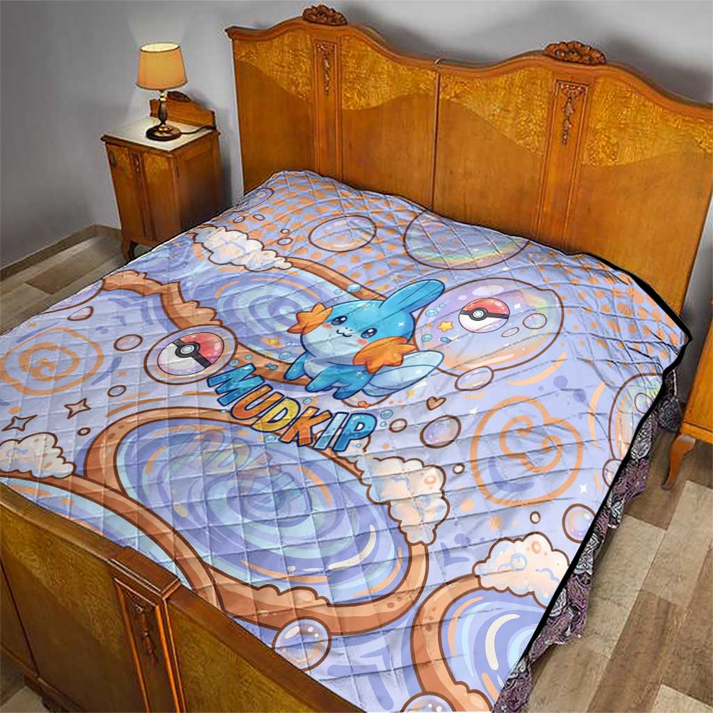 Mudkip Quilt Playful Pastel Water Bubble Art