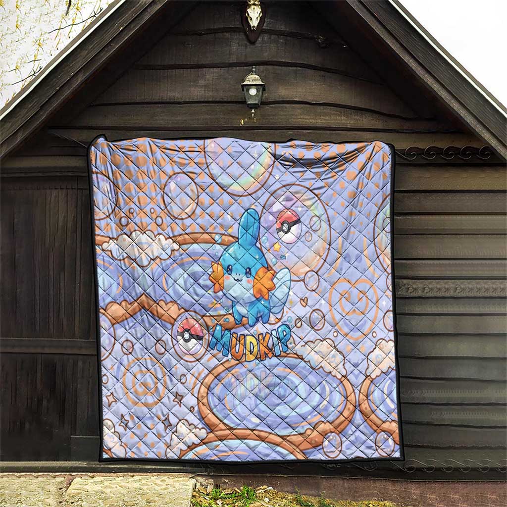 Mudkip Quilt Playful Pastel Water Bubble Art