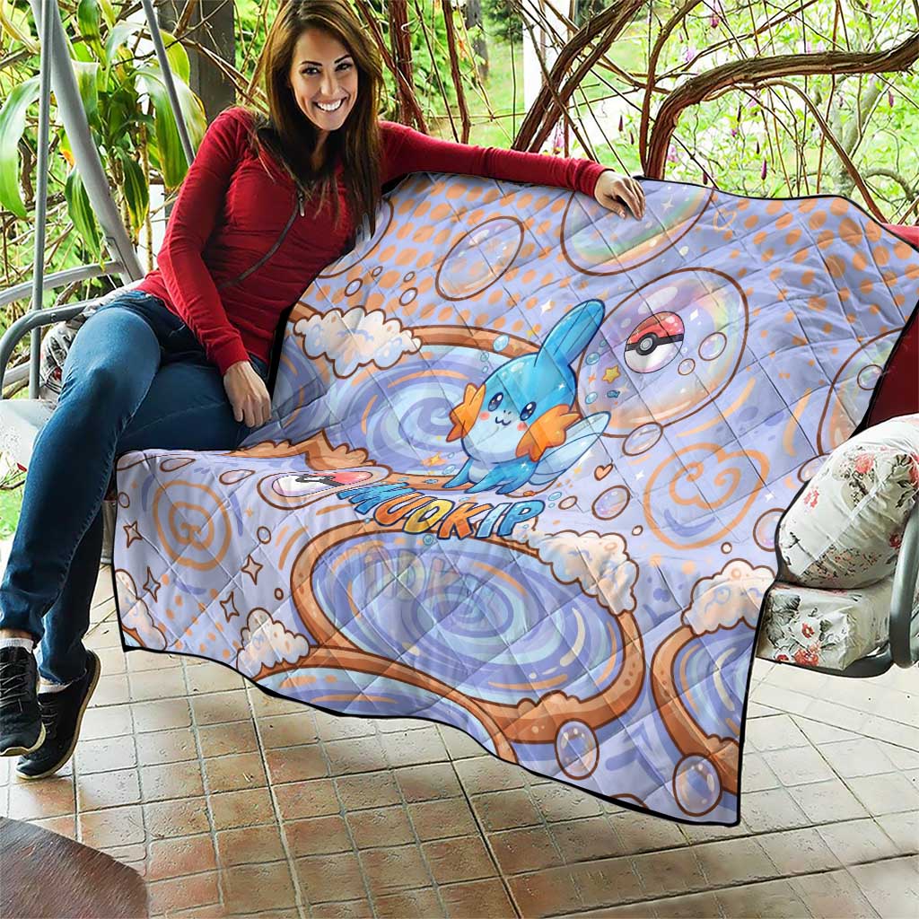 Mudkip Quilt Playful Pastel Water Bubble Art