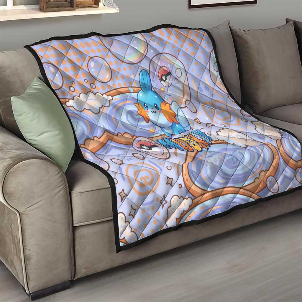 Mudkip Quilt Playful Pastel Water Bubble Art