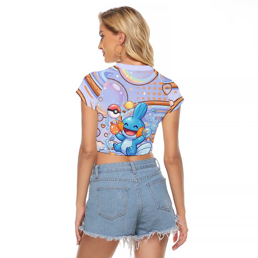 Mudkip Raglan Cropped T Shirt Playful Pastel Water Bubble Art