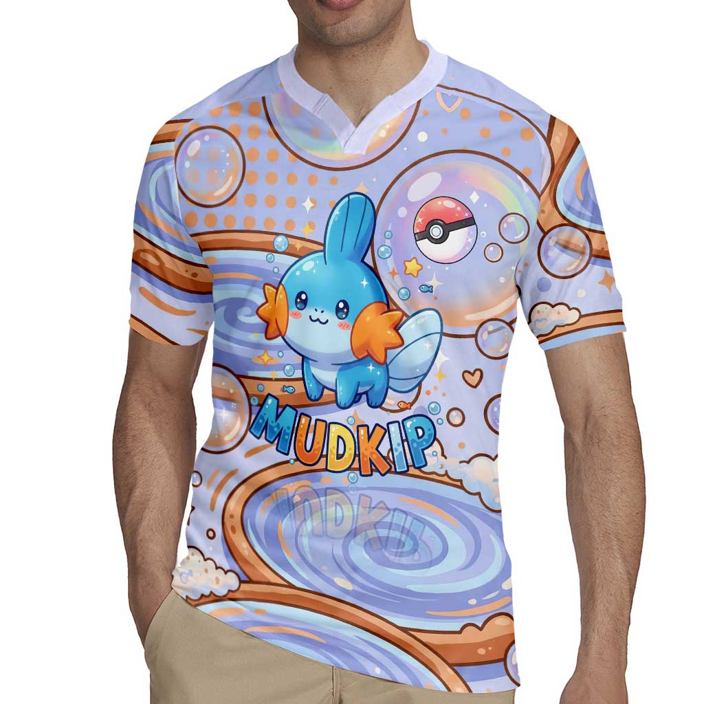 Mudkip Rugby Jersey Playful Pastel Water Bubble Art
