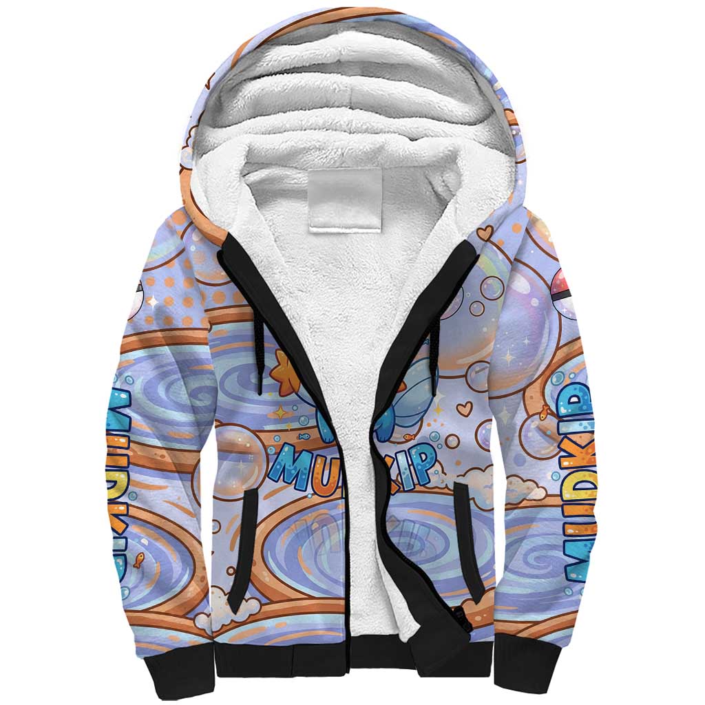 Mudkip Sherpa Hoodie Playful Pastel Water Bubble Art