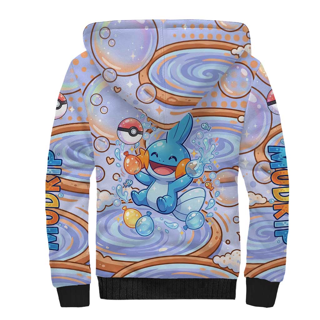 Mudkip Sherpa Hoodie Playful Pastel Water Bubble Art