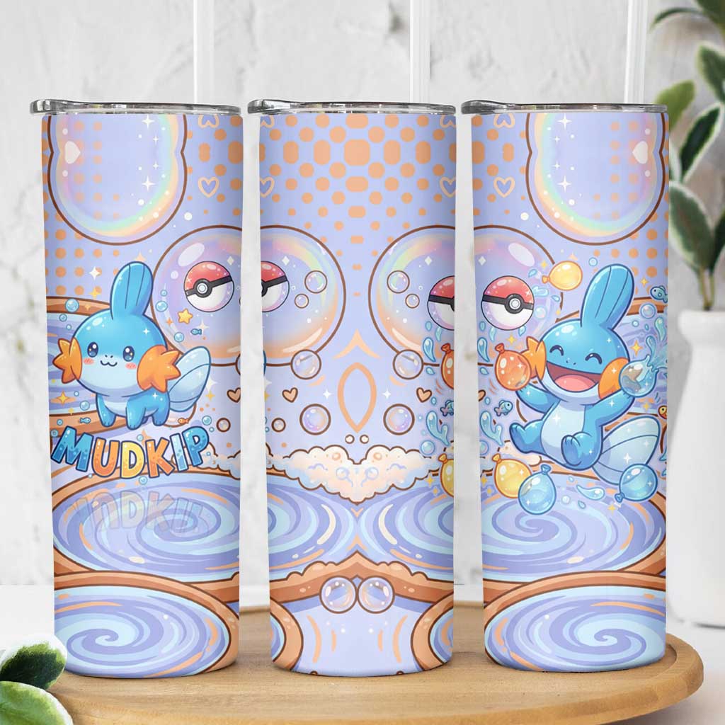Mudkip Skinny Tumbler Playful Pastel Water Bubble Art