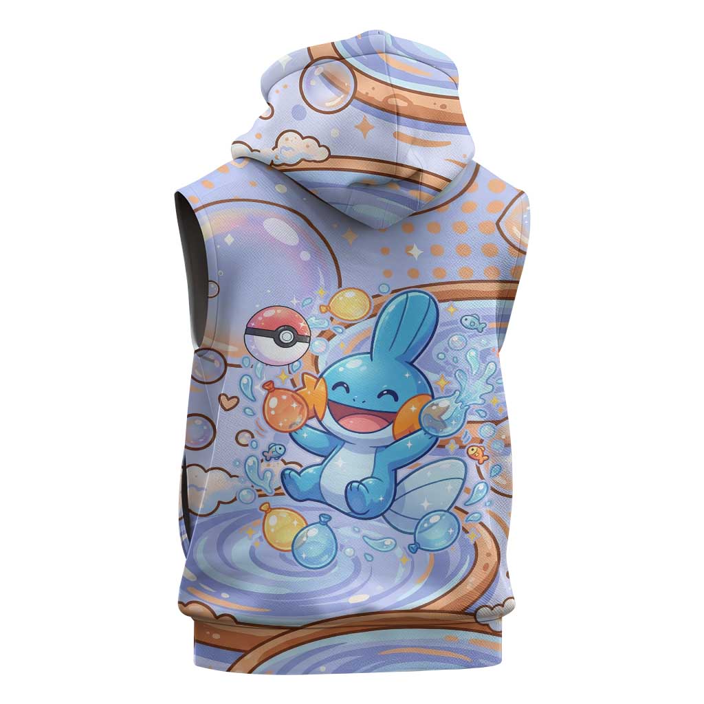 Mudkip Sleeveless Hoodie Playful Pastel Water Bubble Art