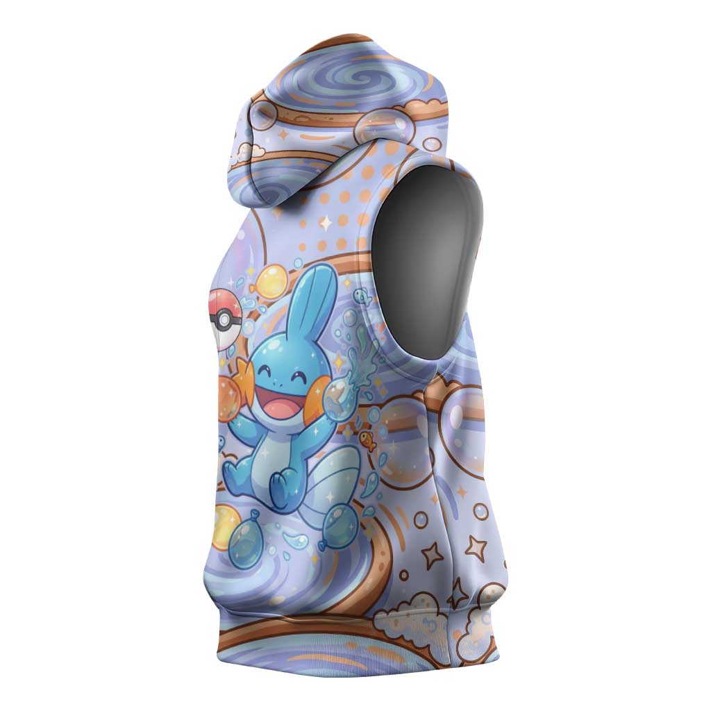 Mudkip Sleeveless Hoodie Playful Pastel Water Bubble Art