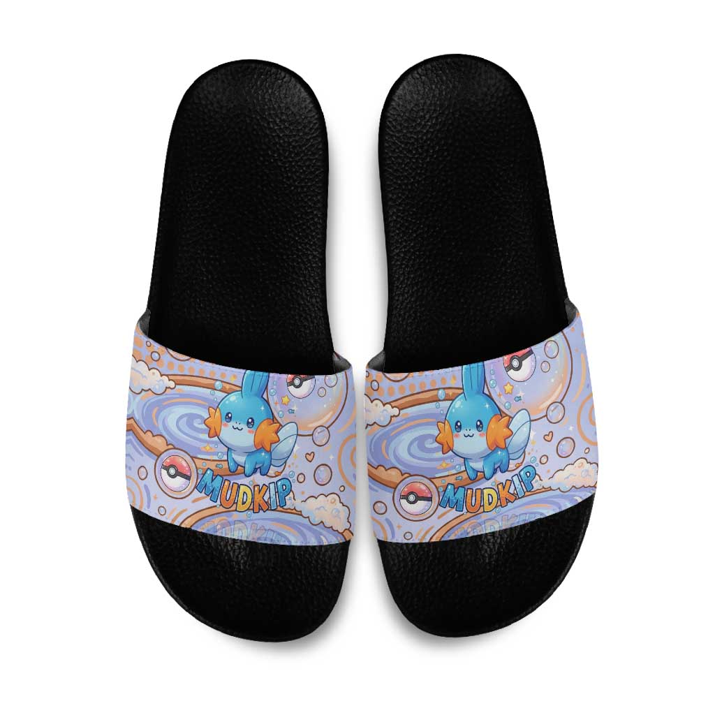 Mudkip Slide Sandals Playful Pastel Water Bubble Art