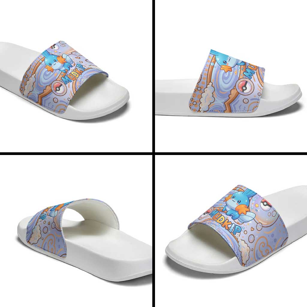 Mudkip Slide Sandals Playful Pastel Water Bubble Art