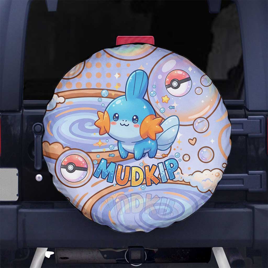 Mudkip Spare Tire Cover Playful Pastel Water Bubble Art