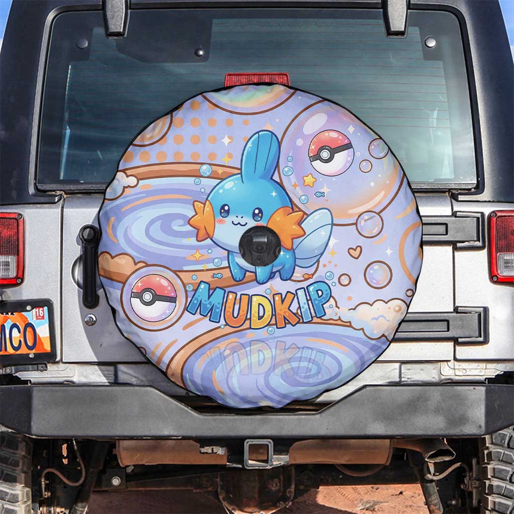 Mudkip Spare Tire Cover Playful Pastel Water Bubble Art