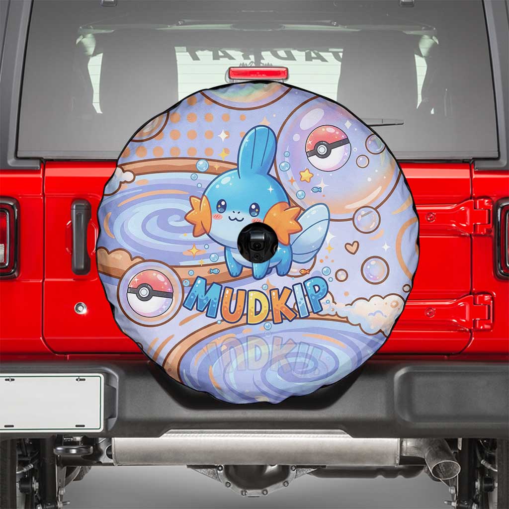 Mudkip Spare Tire Cover Playful Pastel Water Bubble Art
