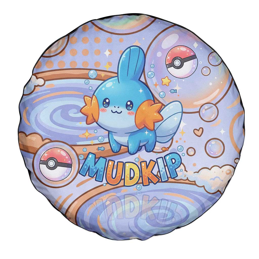 Mudkip Spare Tire Cover Playful Pastel Water Bubble Art