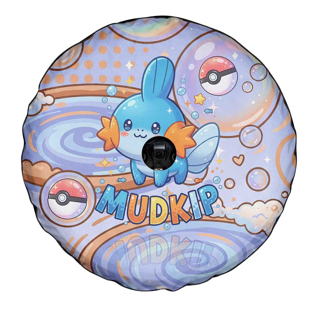 Mudkip Spare Tire Cover Playful Pastel Water Bubble Art