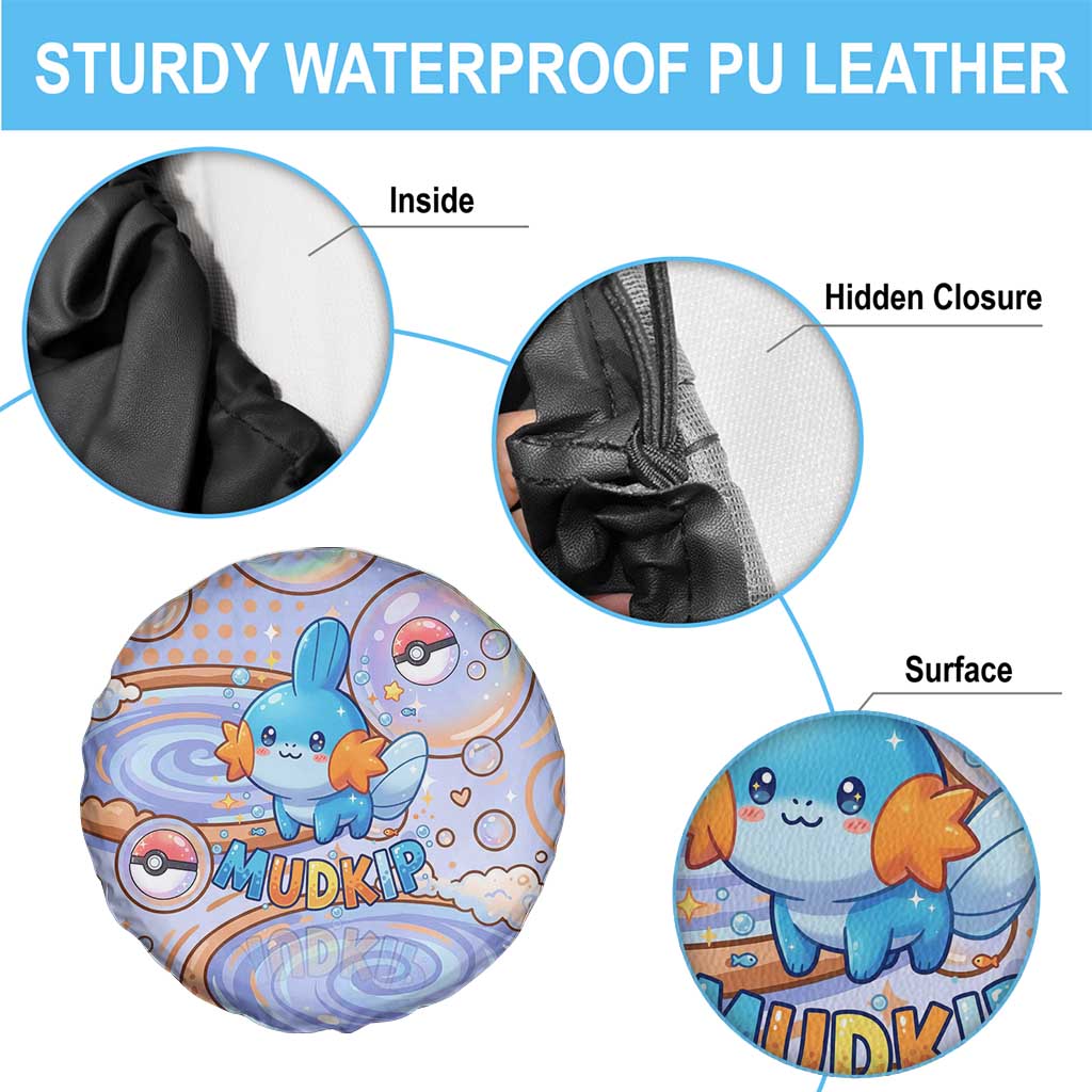 Mudkip Spare Tire Cover Playful Pastel Water Bubble Art