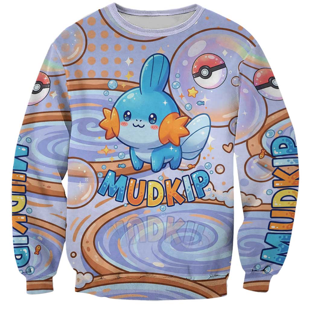 Mudkip Sweatshirt Playful Pastel Water Bubble Art