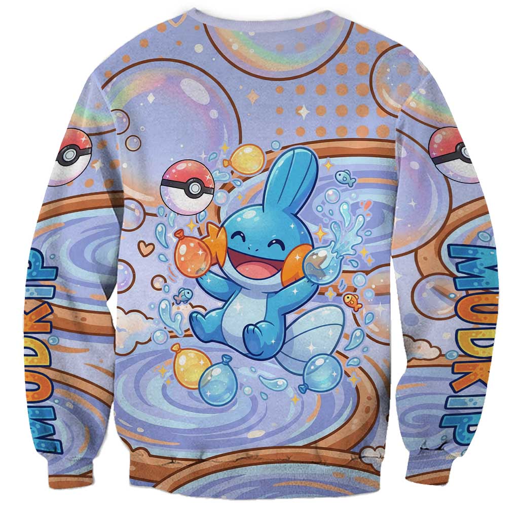 Mudkip Sweatshirt Playful Pastel Water Bubble Art