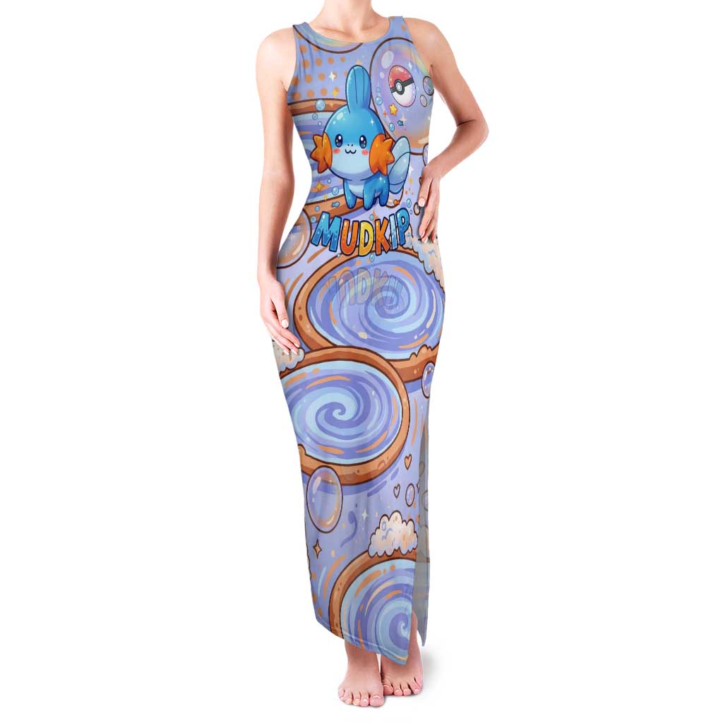 Mudkip Tank Maxi Dress Playful Pastel Water Bubble Art