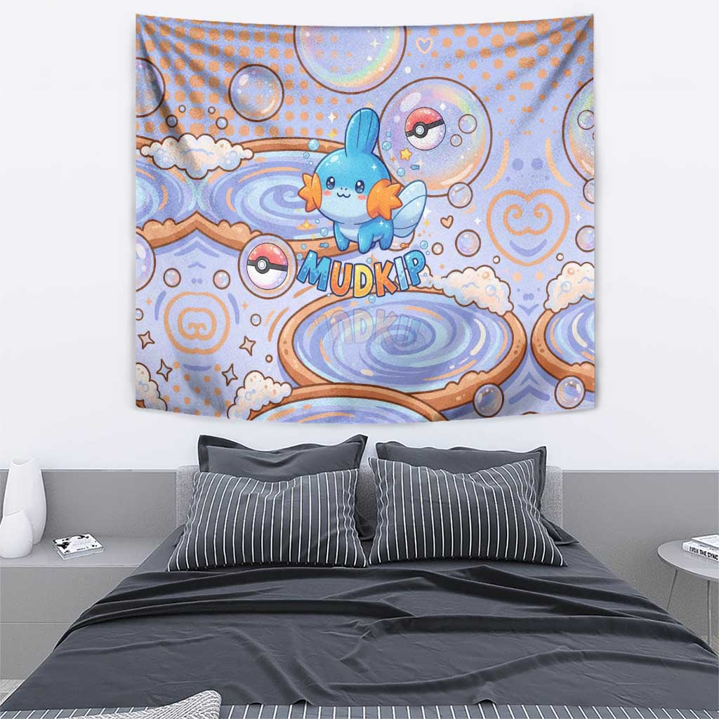 Mudkip Tapestry Playful Pastel Water Bubble Art