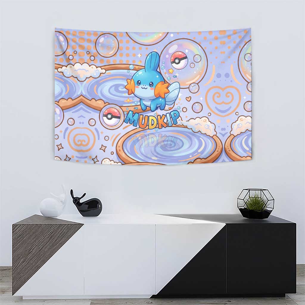 Mudkip Tapestry Playful Pastel Water Bubble Art