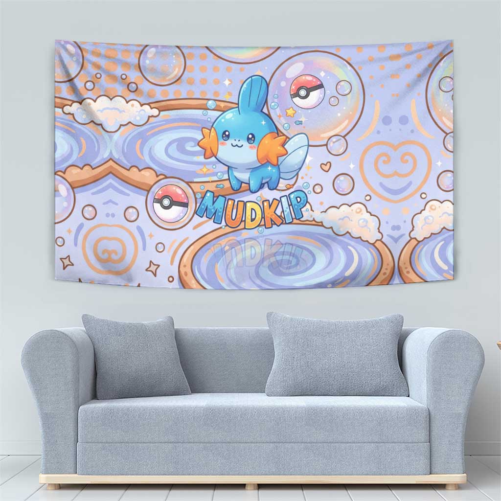 Mudkip Tapestry Playful Pastel Water Bubble Art