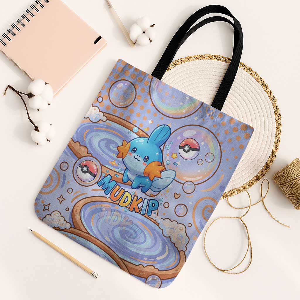 Mudkip Tote Bag Playful Pastel Water Bubble Art