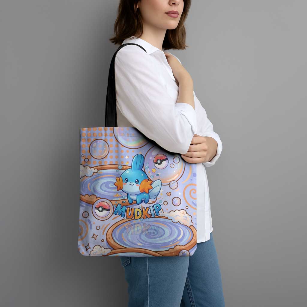 Mudkip Tote Bag Playful Pastel Water Bubble Art