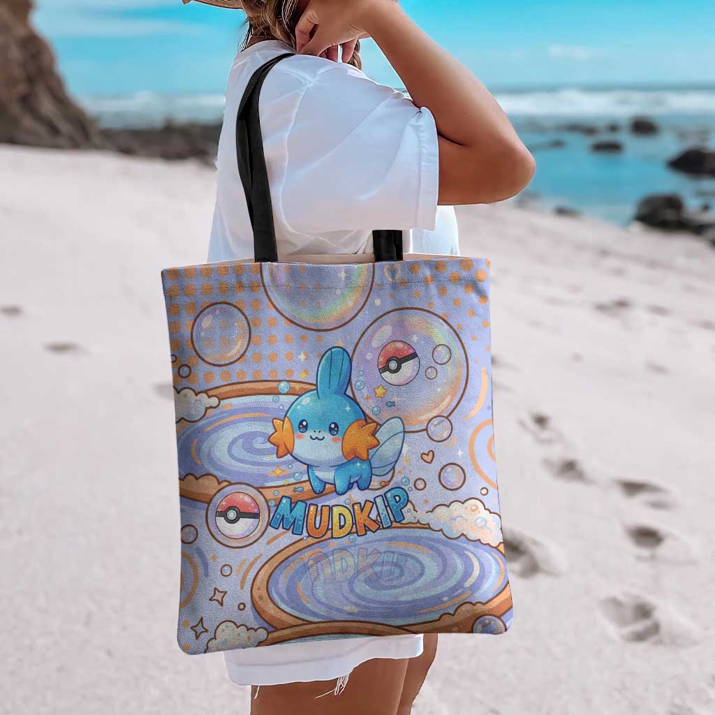 Mudkip Tote Bag Playful Pastel Water Bubble Art