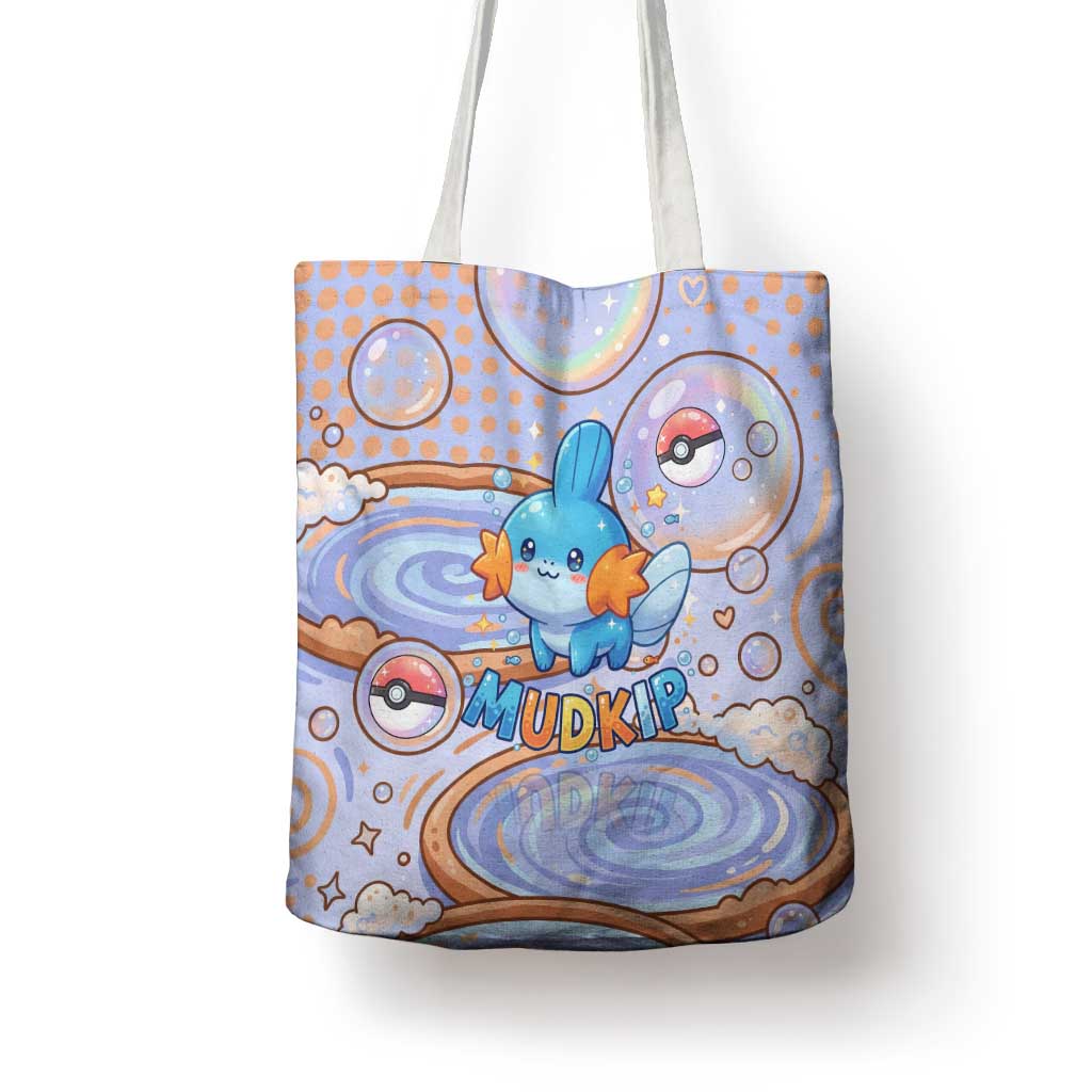 Mudkip Tote Bag Playful Pastel Water Bubble Art