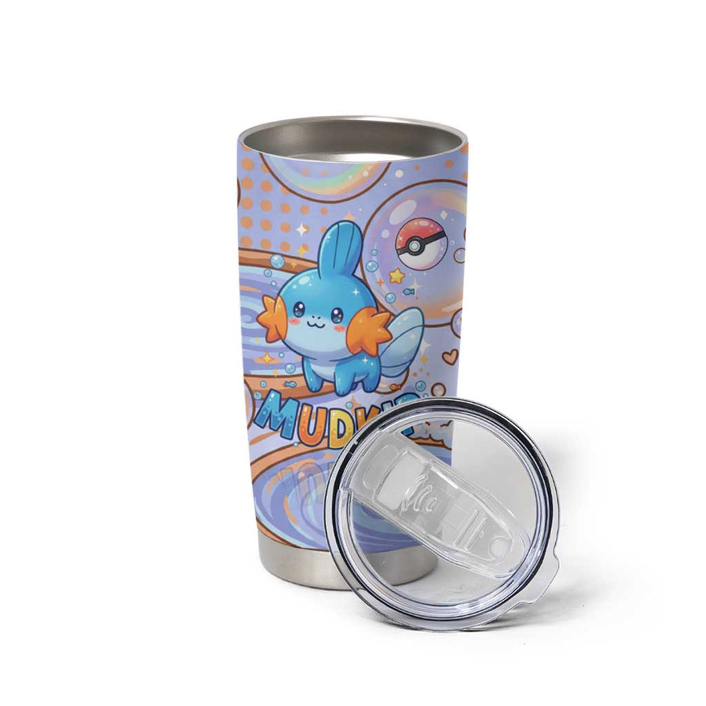 Mudkip Tumbler Cup Playful Pastel Water Bubble Art