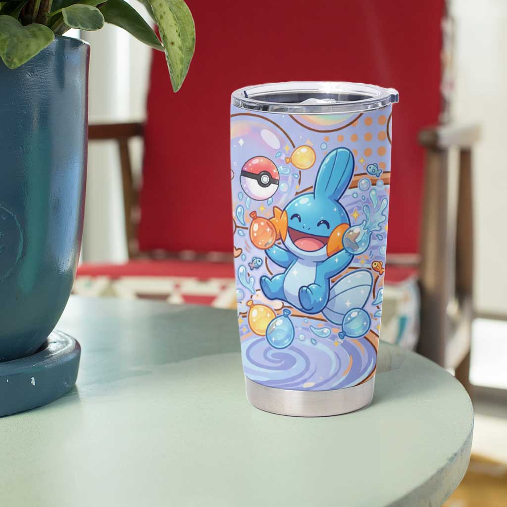 Mudkip Tumbler Cup Playful Pastel Water Bubble Art