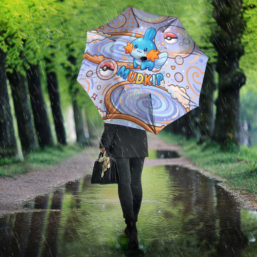 Mudkip Umbrella Playful Pastel Water Bubble Art
