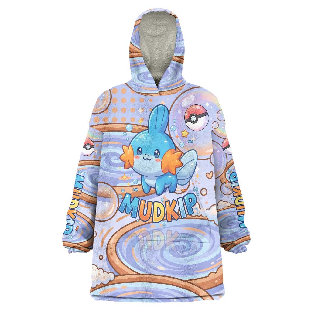 Mudkip Wearable Blanket Hoodie Playful Pastel Water Bubble Art
