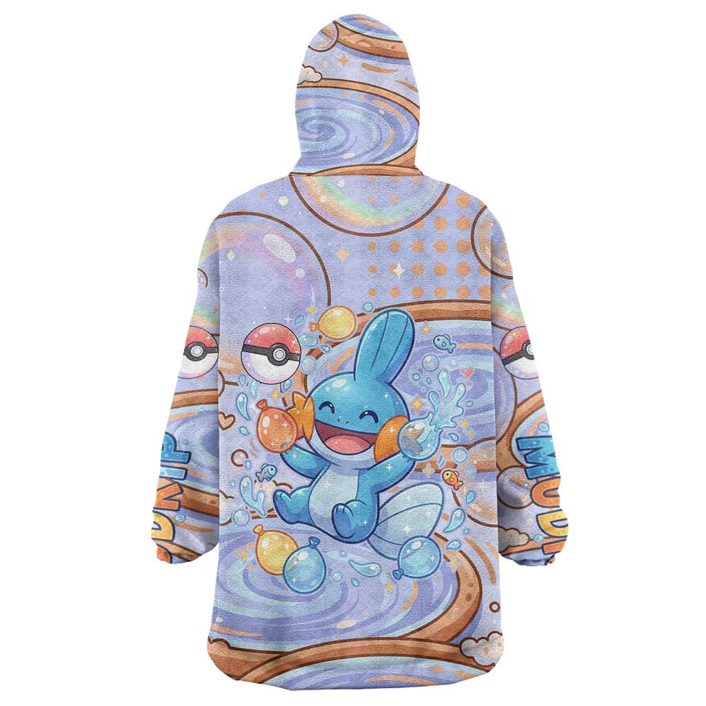 Mudkip Wearable Blanket Hoodie Playful Pastel Water Bubble Art