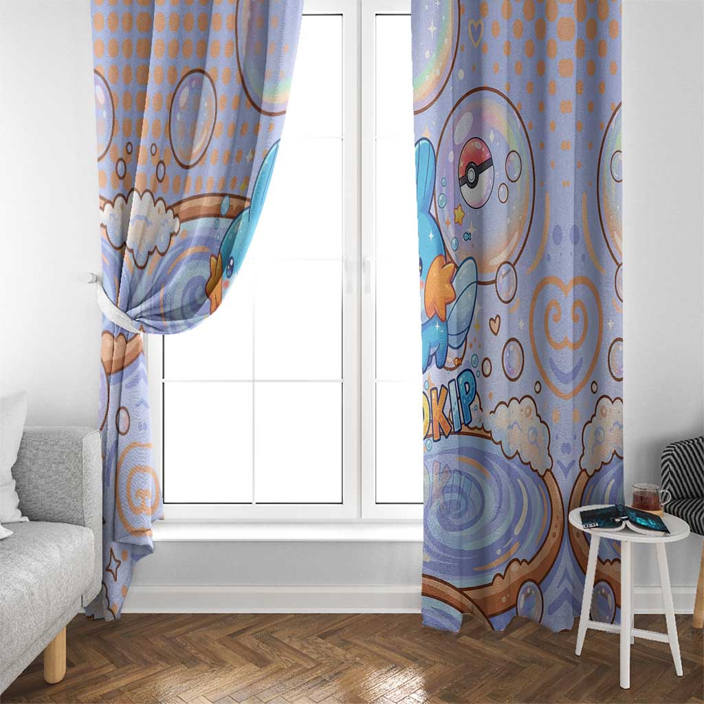 Mudkip Window Curtain Playful Pastel Water Bubble Art
