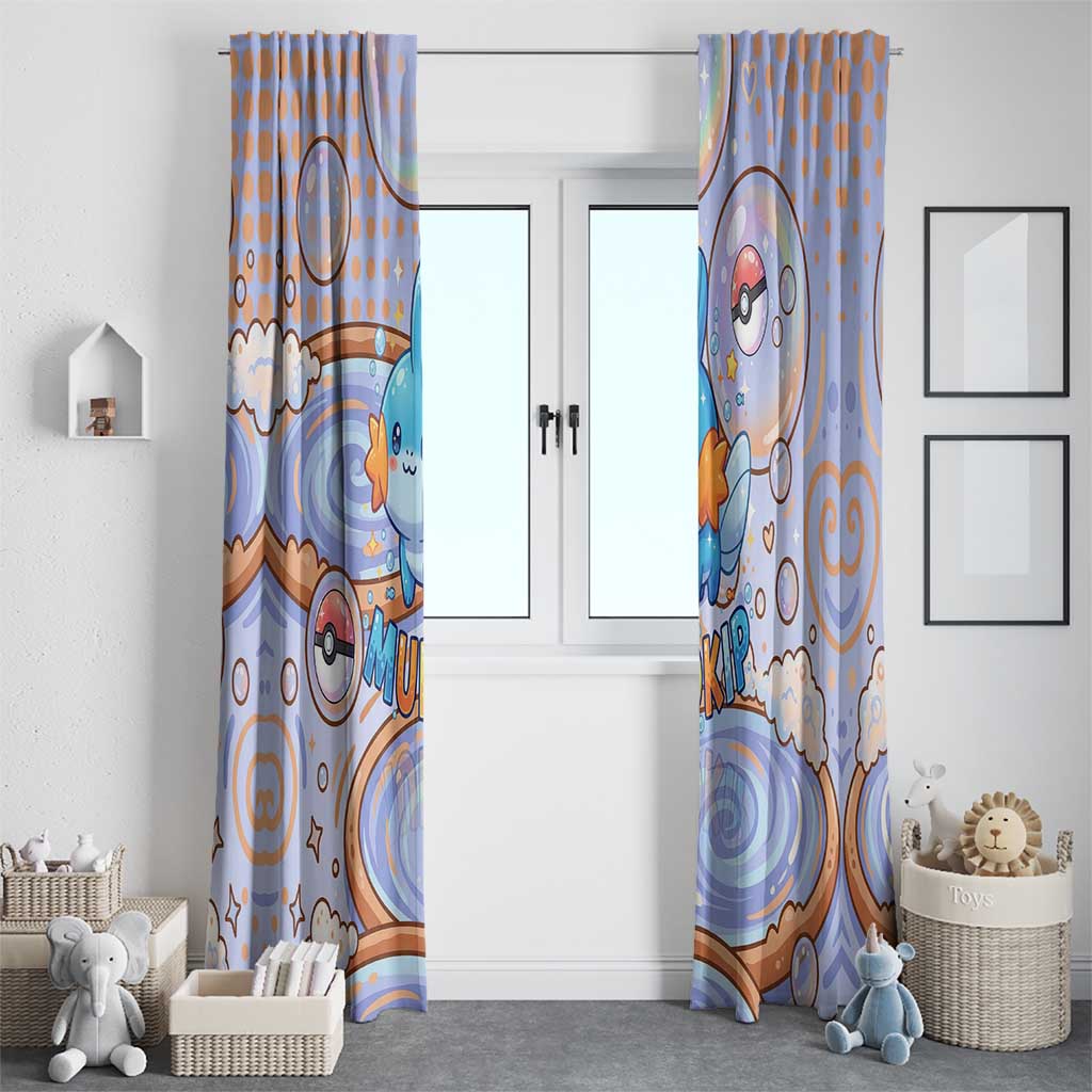 Mudkip Window Curtain Playful Pastel Water Bubble Art