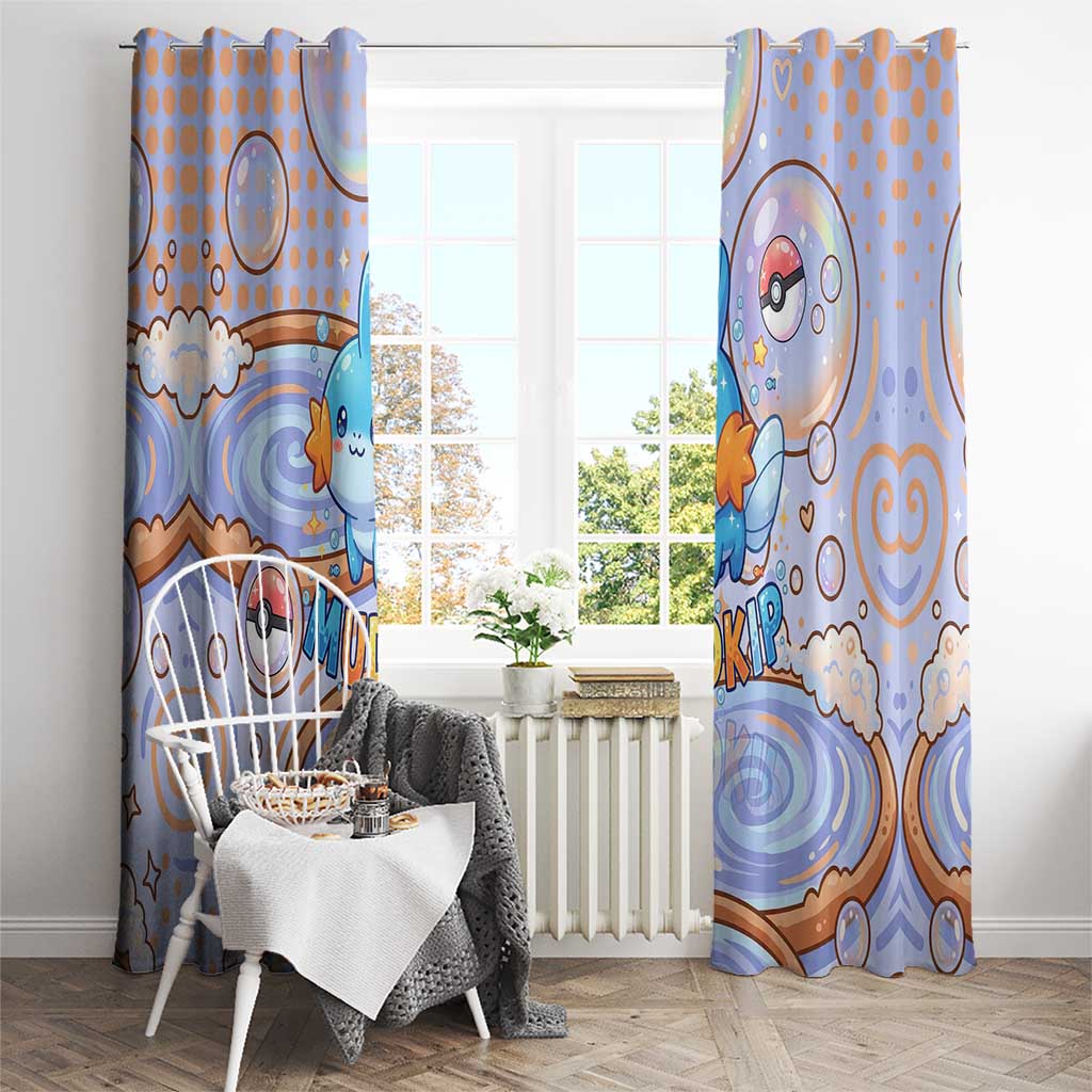 Mudkip Window Curtain Playful Pastel Water Bubble Art