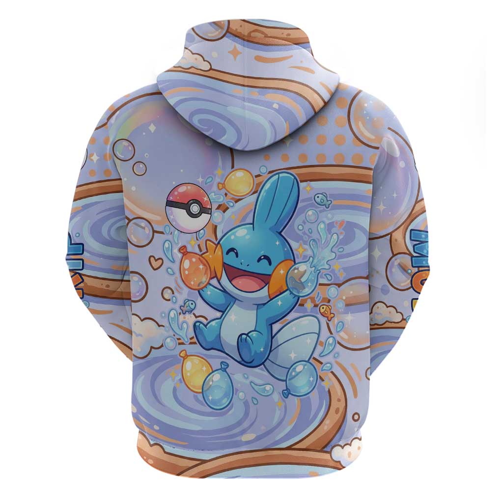 Mudkip Zip Hoodie Playful Pastel Water Bubble Art