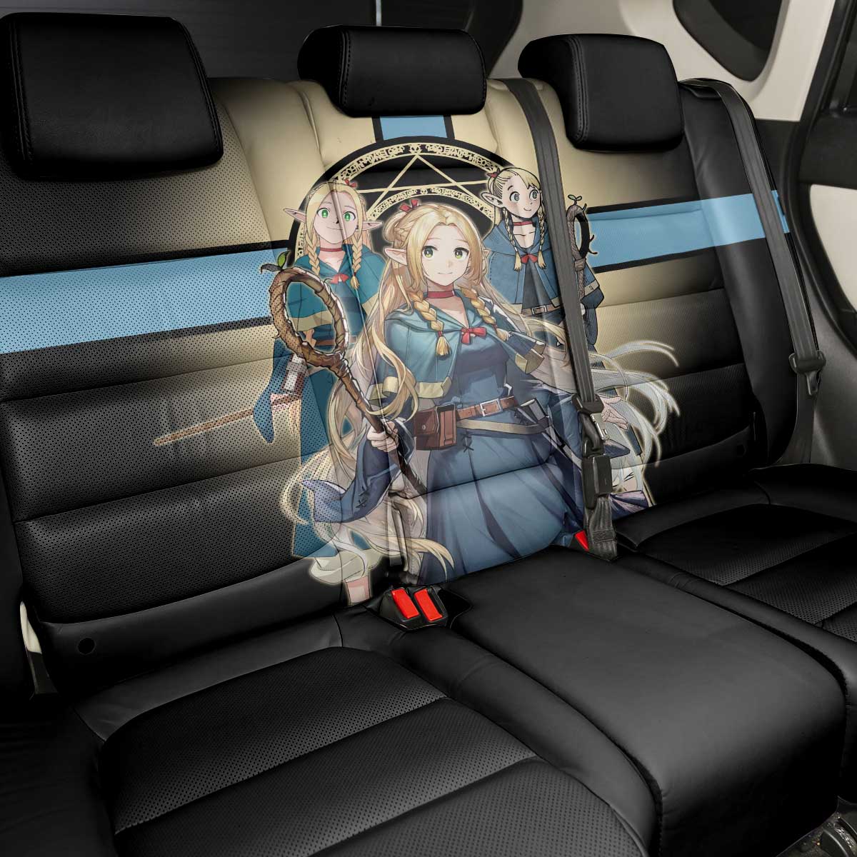 Marcille Donato Elf Mage Back Car Seat Cover Fantasy Anime Illustration Style