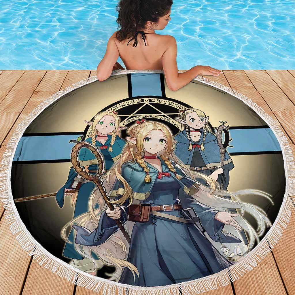 Marcille Donato Elf Mage Beach Blanket Fantasy Anime Illustration Style