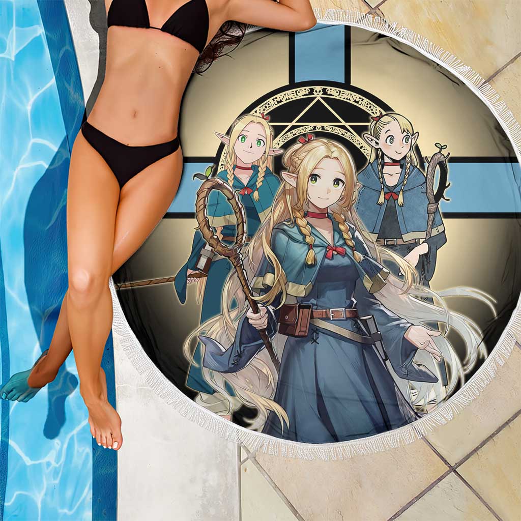 Marcille Donato Elf Mage Beach Blanket Fantasy Anime Illustration Style