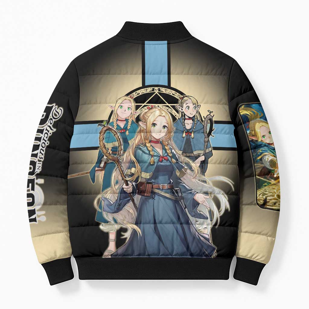 Marcille Donato Elf Mage Bomber Puffer Jacket Fantasy Anime Illustration Style