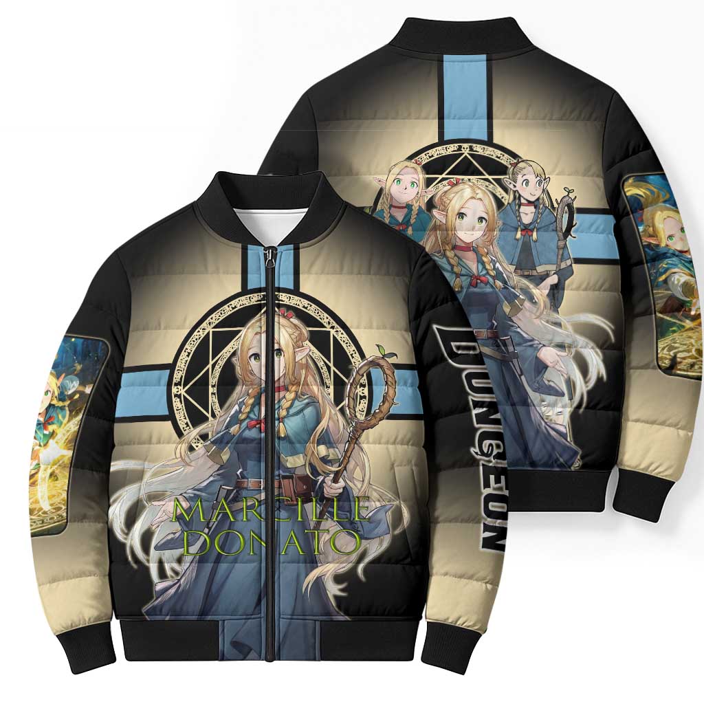 Marcille Donato Elf Mage Bomber Puffer Jacket Fantasy Anime Illustration Style