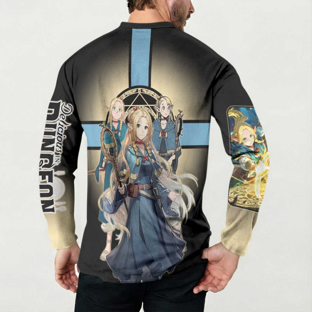 Marcille Donato Elf Mage Button Sweatshirt Fantasy Anime Illustration Style