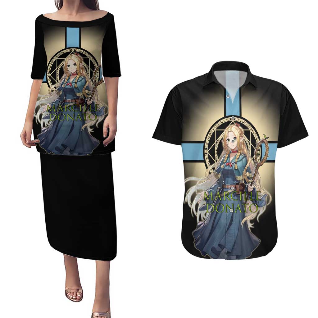 Marcille Donato Elf Mage Couples Matching Puletasi and Hawaiian Shirt Fantasy Anime Illustration Style