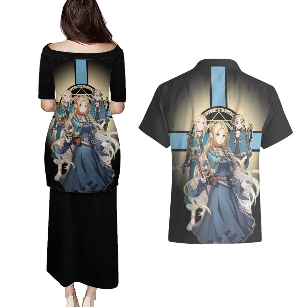 Marcille Donato Elf Mage Couples Matching Puletasi and Hawaiian Shirt Fantasy Anime Illustration Style