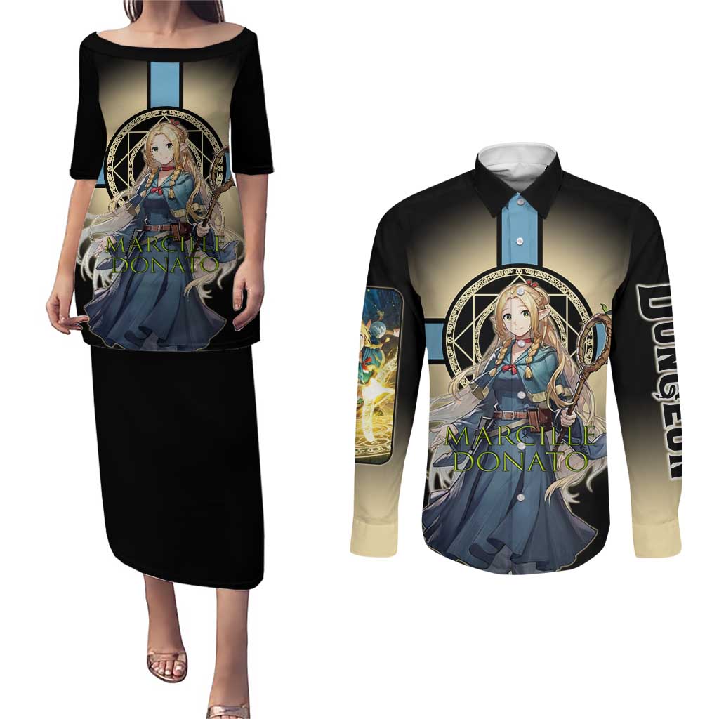Marcille Donato Elf Mage Couples Matching Puletasi and Long Sleeve Button Shirt Fantasy Anime Illustration Style