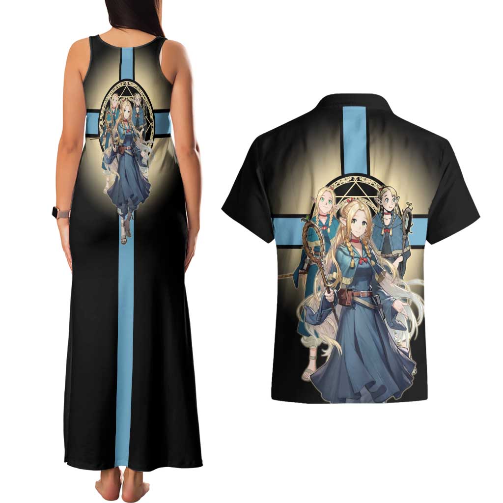 Marcille Donato Elf Mage Couples Matching Tank Maxi Dress and Hawaiian Shirt Fantasy Anime Illustration Style